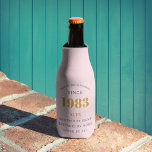 40th Birthday Name 1983 Pink Grey Elegant Chic Bottle Cooler<br><div class="desc">Make your special someone's 40th birthday truly unique with these custom pink and grey bottle coolers. Personalize them with their name and the year 1983 to make a one-of-a-kind gift that will last for years to come. Perfect for use as a unique decoration for a 40th birthday party or as...</div>