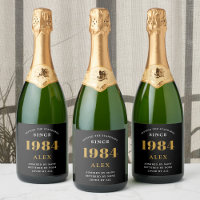 40th Birthday Name 1984 Black Gold Elegant Chic