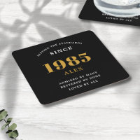40th Birthday Name 1985 Black Gold Elegant Chic