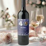 40th birthday navy blue silver stars photo wine label<br><div class="desc">40th Birthday Navy Blue & Silver Stars Custom Photo Wine Label Celebrate 40 in sparkling style! This elegant uneven coloured navy blue wine label with silver stars is the perfect personalized touch for your milestone celebration. Featuring space for your custom photo, name, and party details, it turns any bottle into...</div>