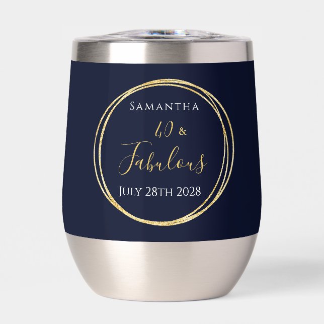 40th Birthday Navy Gold Personalized Party Favour (Front)