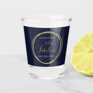 40th Birthday Navy Gold Personalized Party Favour Shot Glass