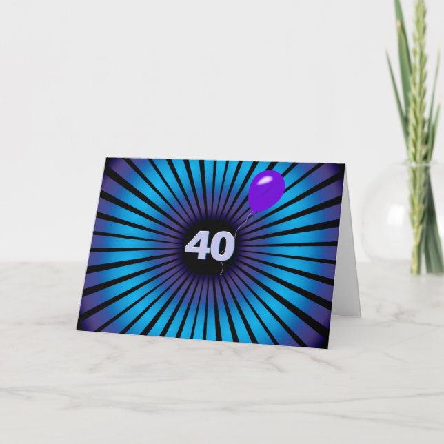40th Birthday Neon Optical Illusion  Card (Front)