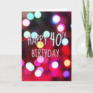 40th Birthday Neon Party Lights Card
