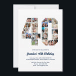 40th Birthday Number 40 Custom Photo Collage Invitation<br><div class="desc">Celebrate momentous 40th Birthday with this cute invitation. It's a personalized photo collage invite that allows you to create a truly unique and memorable design. This customizable template lets you insert your own cherished photos, capturing the precious moments of your life. This invitation is perfect for commemorating your fortieth birthday....</div>