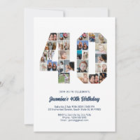 40th Birthday Number 40 Custom Photo Collage