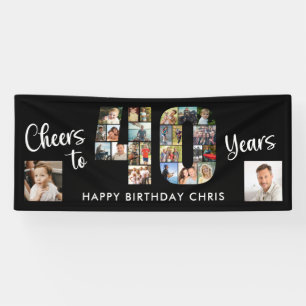40th Birthday Number 40 Photo Collage Cheers Banner
