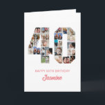 40th Birthday Number 40 Photo Collage Personalized Card<br><div class="desc">Celebrate momentous 40th Birthday with this cute card. It's a personalized photo collage birthday card that allows you to create a truly unique and memorable design. This customizable template lets you insert your own cherished photos, capturing the precious moments throughout the year. This custom card is perfect for commemorating your...</div>