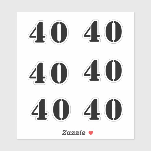 40th Birthday Number Forty Custom Age Colour Black (Sheet)