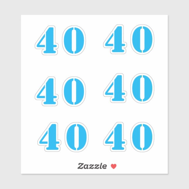 40th Birthday Number Forty Custom Age Colour Blue (Sheet)
