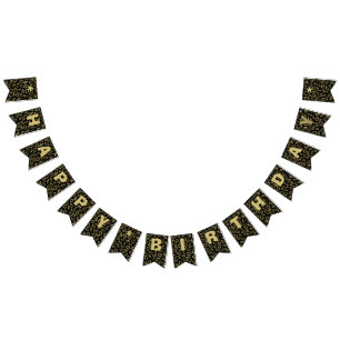 40th Birthday Number Pattern Gold and Black Bunting Flags