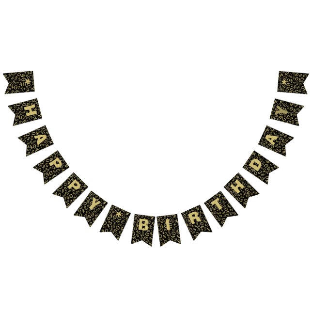 40th Birthday Number Pattern Gold and Black Bunting Flags (All)