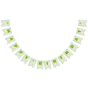 40th Birthday Number Pattern Green and White Bunting Flags