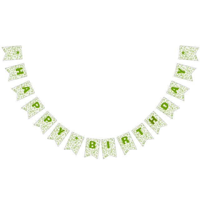 40th Birthday Number Pattern Green and White Bunting Flags (All)