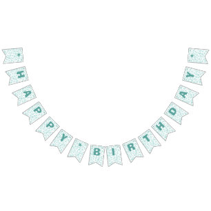 40th Birthday Number Pattern Teal and White Bunting Flags