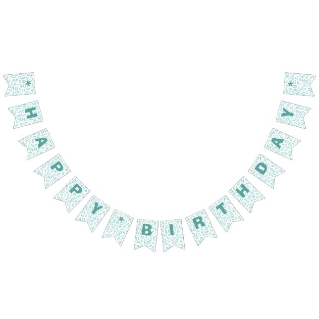 40th Birthday Number Pattern Teal and White Bunting Flags (All)