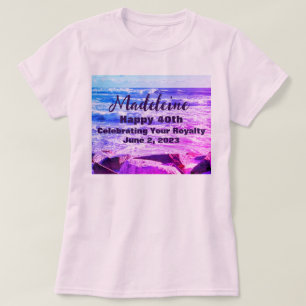 40th Birthday Ocean Waves Custom Name and Date T-Shirt