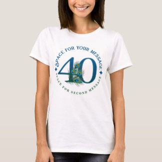 40th Birthday Or Anniversary Peacock Feathers T-Shirt