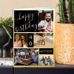 40th Birthday or Any Age 5 Photo Black and Gold Foil Greeting Card<br><div class="desc">Luxury gold foil birthday card which you can personalize with a name, any age and 5 photos on the front as well as a personalized birthday greeting inside. The photo template is set up to automatically create a photo collage of vertical portrait, horizontal landscape and square format pictures. If you...</div>