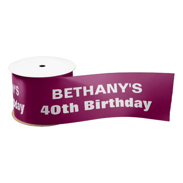 40th Birthday or ANY YEAR Custom Colour G06 MAROON Satin Ribbon (Spool)