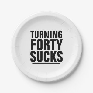 40TH BIRTHDAY PAPER PLATES, TURNING 40 SUCKS PLATE
