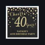 40th Birthday Party Black and Gold Diamond Napkins<br><div class="desc">40th Birthday Party Invitation with Black and Gold Glitter Diamond Background. Gold Confetti. Adult Birthday. Man or Woman Birthday. For further customization,  please click the "Customize it" button and use our design tool to modify this template.</div>