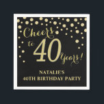 40th Birthday Party Black and Gold Diamond Napkins<br><div class="desc">40th Birthday Party Invitation with Black and Gold Glitter Diamond Background. Gold Confetti. Adult Birthday. Man or Woman Birthday. For further customization,  please click the "Customize it" button and use our design tool to modify this template.</div>