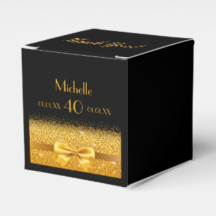 40th birthday party black gold thank you favor box