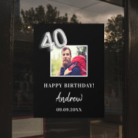 40th birthday party black photo name guy