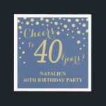 40th Birthday Party Blue and Gold Diamond Napkins<br><div class="desc">40th Birthday Party Invitation with Blue and Gold Glitter Diamond Background. Gold Confetti. Adult Birthday. Man or Woman Birthday. For further customization,  please click the "Customize it" button and use our design tool to modify this template.</div>