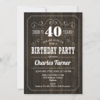 40th Birthday Party - Brown Wood Pattern