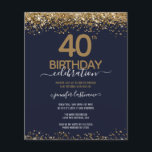 40th Birthday Party Budget Invitation<br><div class="desc">Elegant Faux gold glitter with shimmering confetti highlights on the top and bottom border. All text is adjustable and easy to change for your own party needs. Great elegant 40th birthday template design.</div>