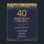 40th Birthday Party Budget Invitation<br><div class="desc">Elegant Faux gold glitter with shimmering confetti highlights on the top and bottom border. All text is adjustable and easy to change for your own party needs. Great elegant 40th birthday template design.</div>