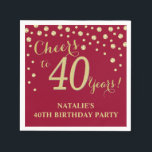 40th Birthday Party Burgundy Red and Gold Diamond Napkin<br><div class="desc">40th Birthday Party Invitation with Burgundy Red and Gold Glitter Diamond Background. Gold Confetti. Adult Birthday. Man or Woman Birthday. For further customization,  please click the "Customize it" button and use our design tool to modify this template.</div>