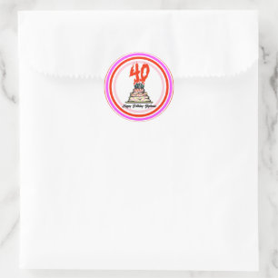 40th Birthday Party Cake on Fire Personalized  Classic Round Sticker