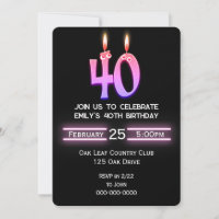 40th Birthday Party Candles