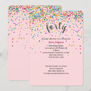 40th Birthday Party confetti Invitation