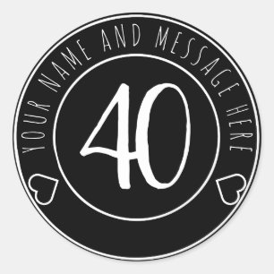 40th Birthday Party Cool Black and White Classic Classic Round Sticker
