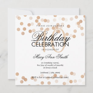 40th Birthday Party Copper Foil Glitter Lights Invitation