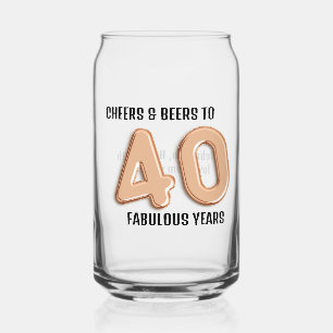 40th Birthday Party Faux 3d Gold Balloon Font Can Glass