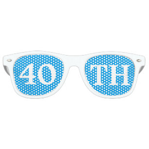 40th Birthday Party Favour Cool Blue White Retro Sunglasses
