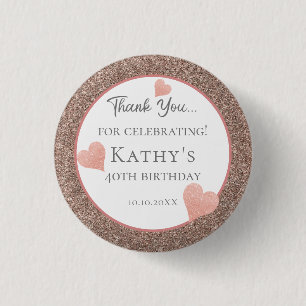 40th Birthday Party Favours Dark Champaign 1 Inch Round Button