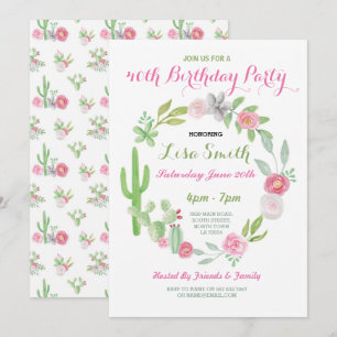 40th Birthday Party Fiesta Cactus Invite 21st 30th