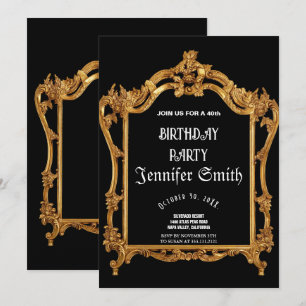 40th Birthday Party gold Invitation