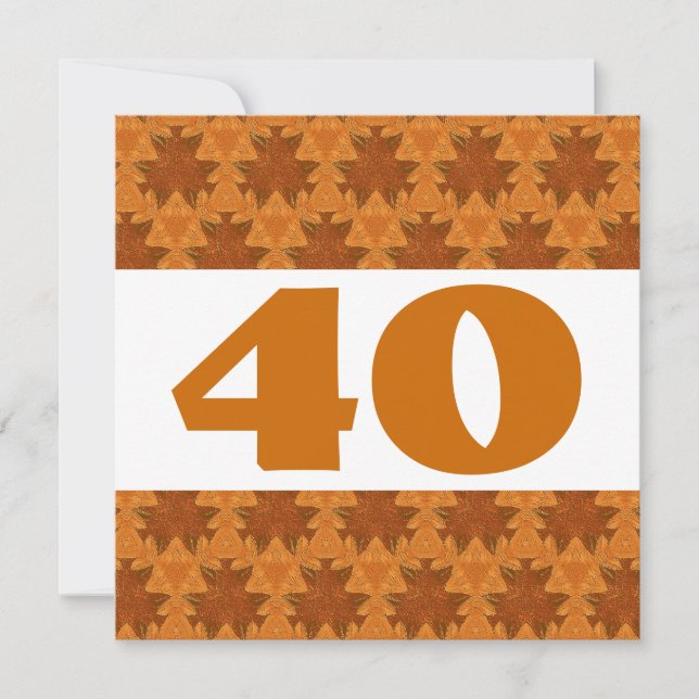 40th Birthday Party Gold Stylized Leaves W917 Invitation (Front)