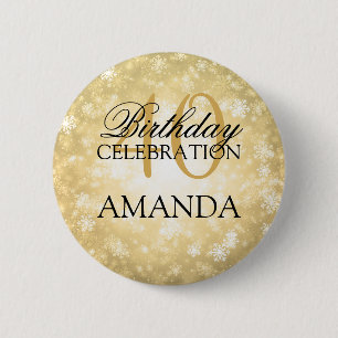 40th Birthday Party Gold Winter Wonderland 2 Inch Round Button