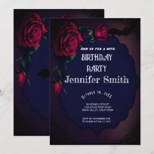 40th Birthday Party Gothic Red Invitation