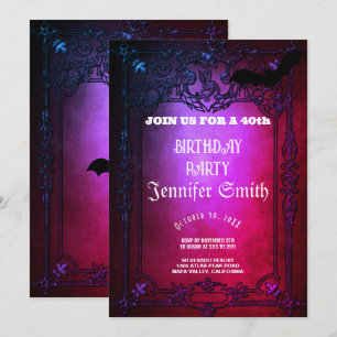 40th Birthday Party Gothic Red Invitation