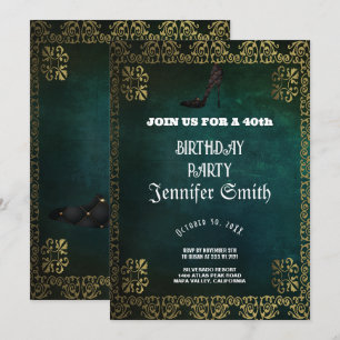 40th Birthday Party Gothic Red Invitation
