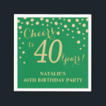 40th Birthday Party Green and Gold Diamond Napkins<br><div class="desc">40th Birthday Party Invitation with Green and Gold Glitter Diamond Background. Gold Confetti. Adult Birthday. Man or Woman Birthday. For further customization,  please click the "Customize it" button and use our design tool to modify this template.</div>